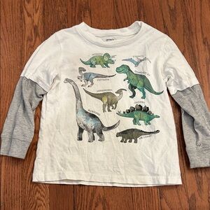 Carter's White and Gray Dinosaur Long Sleeve Tee